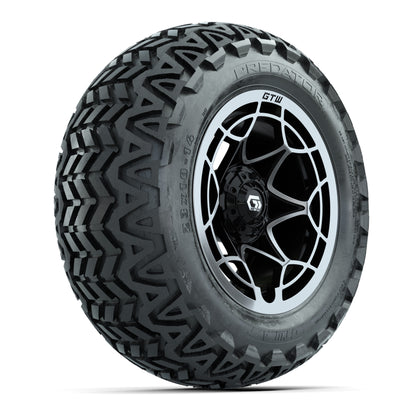 GTW® Nexus Gloss Black/Silver 14 in Wheels with 23x10-14 Predator All-Terrain Tires – Full Set