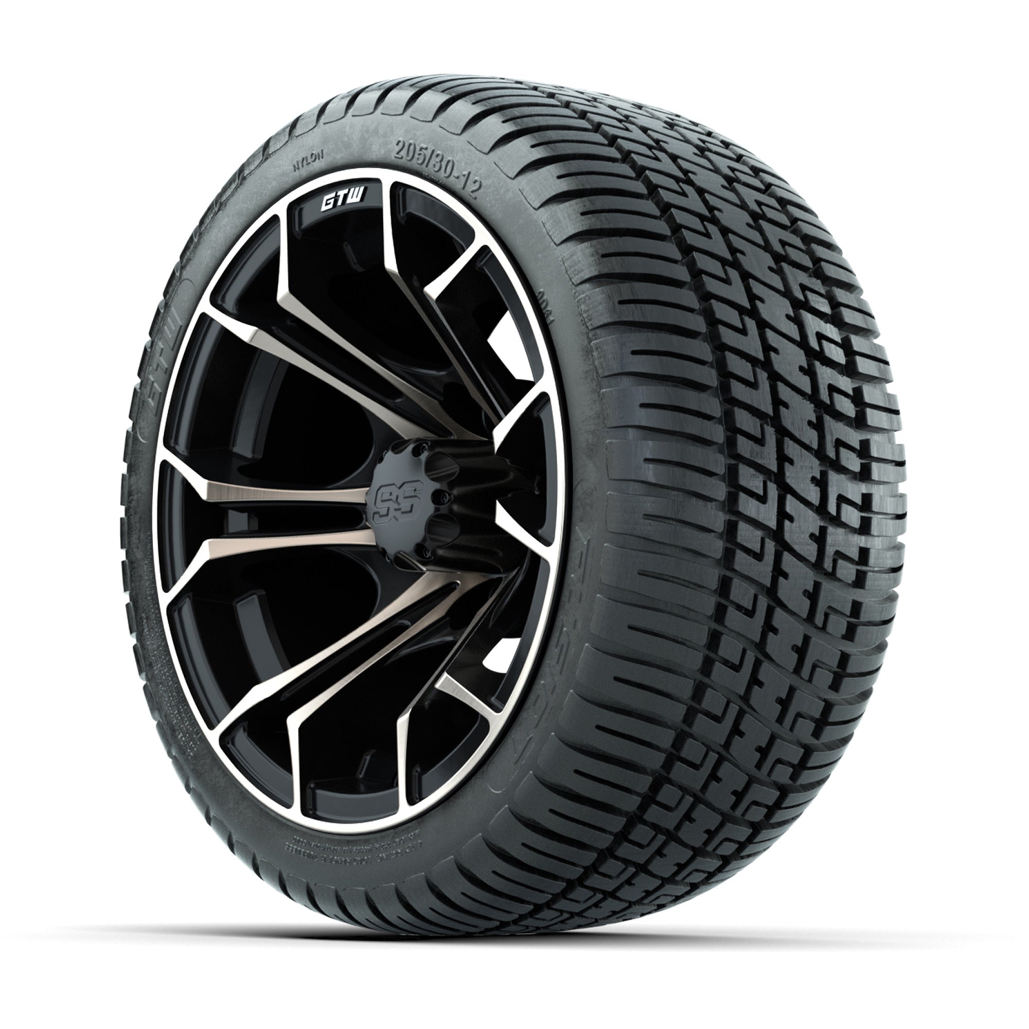 GTW Spyder Bronze/Matte Black 12 in Wheels with 205/30-12 Fusion Street Tires – Full Set