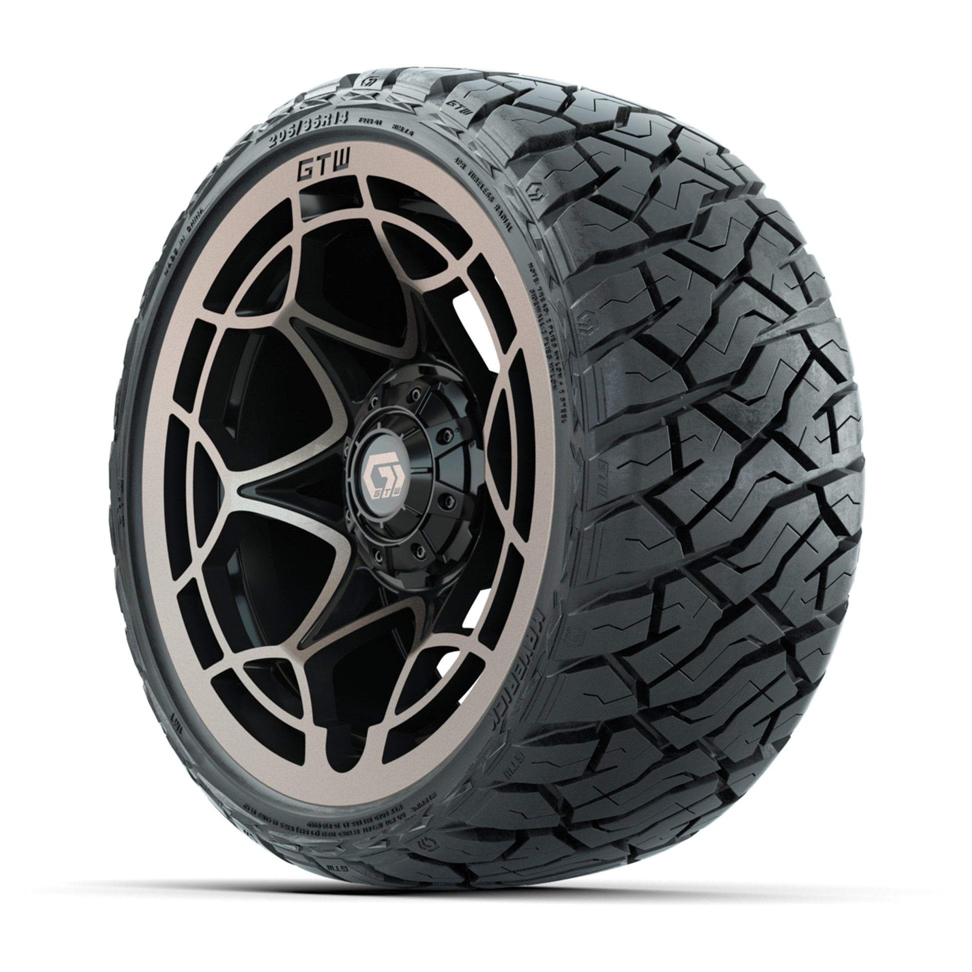 GTW Nexus Gloss Black/Bronze 14 in Wheels with 205/35-R14 Ma - 3/4 view