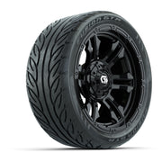 GTW® Shogun Gloss Black 14 in Wheels with 205/40-R14 Fusion GTR Steel Belted Street Tires – Full Set