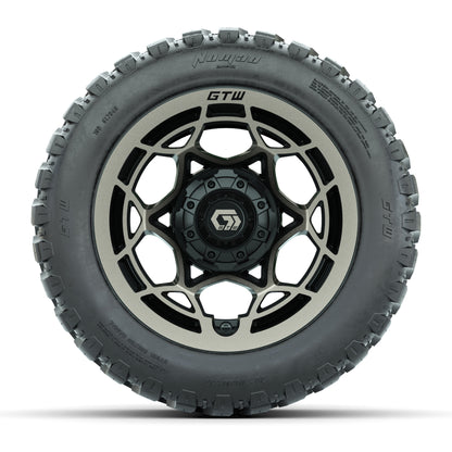 GTW® Nexus Black with Bronze Face 12 in Wheels with 20X10-12 Nomad Steel Belt Radial All-Terrain Tires – Full Set