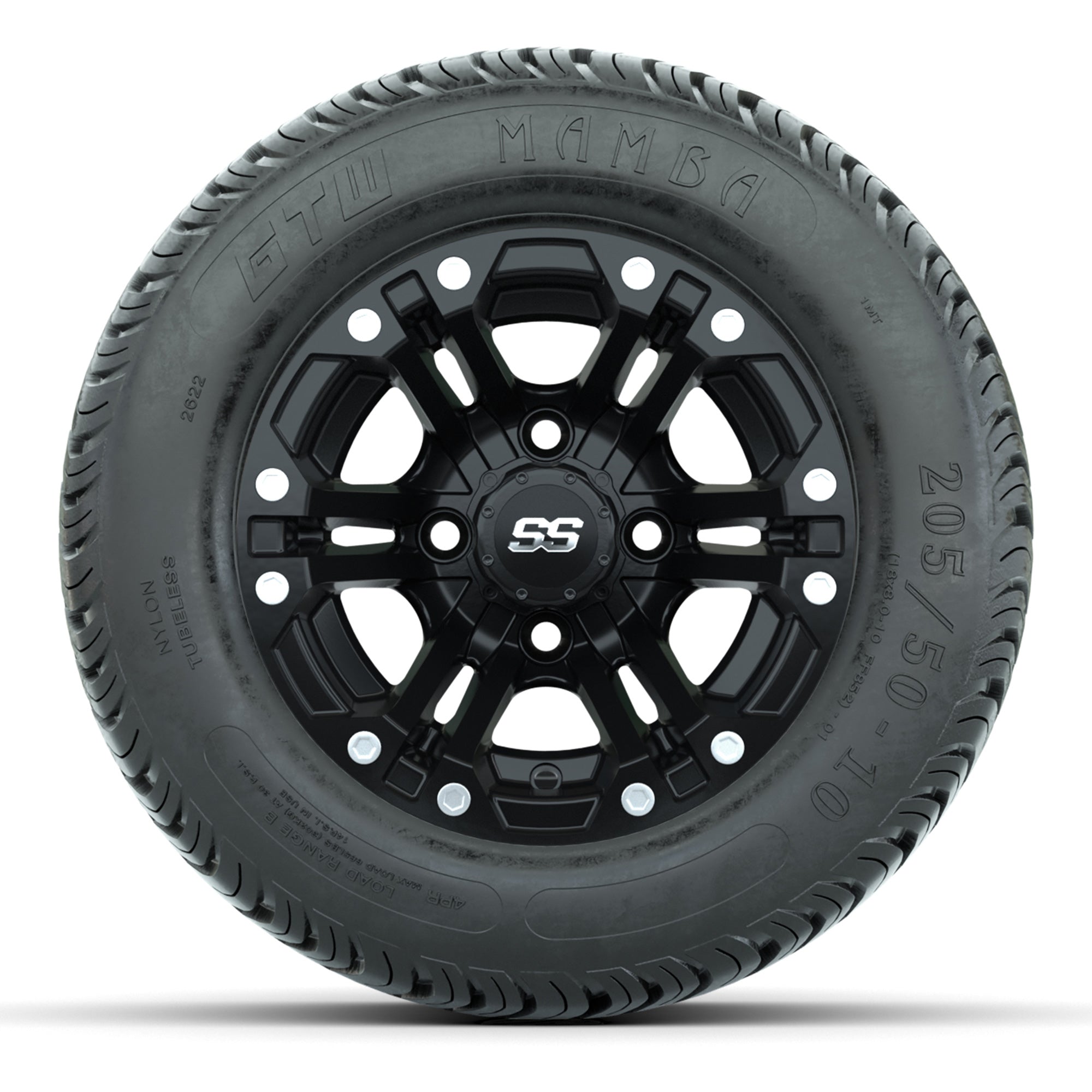 GTW Specter Matte Black 10 in Wheels with 205/50-10 Mamba Street Tires – Full Set