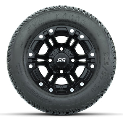 GTW Specter Matte Black 10 in Wheels with 205/50-10 Mamba Street Tires – Full Set