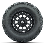 GTW Barricade Black 14 in Wheels with 25x10-14 Barrage Mud T - front view