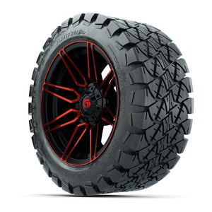 GTW® Stealth Gloss Black/Red 14 in Wheels with 22x10-14 Timb - 3/4 view