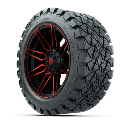 GTW® Stealth Gloss Black/Red 14 in Wheels with 22x10-14 Timb - 3/4 view