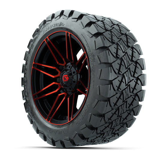 GTW® Stealth Gloss Black/Red 14 in Wheels with 22x10-14 Timb - 3/4 view