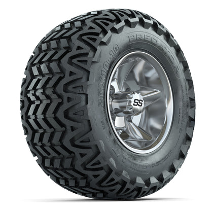 GTW Godfather Chrome 10 in Wheels with 20x10-10 Predator All-Terrain Tires – Full Set