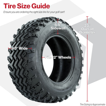GTW® Boost Gloss Black 12 in Wheels with 23X10.00-12 Rogue All-Terrain Tires – Full Set