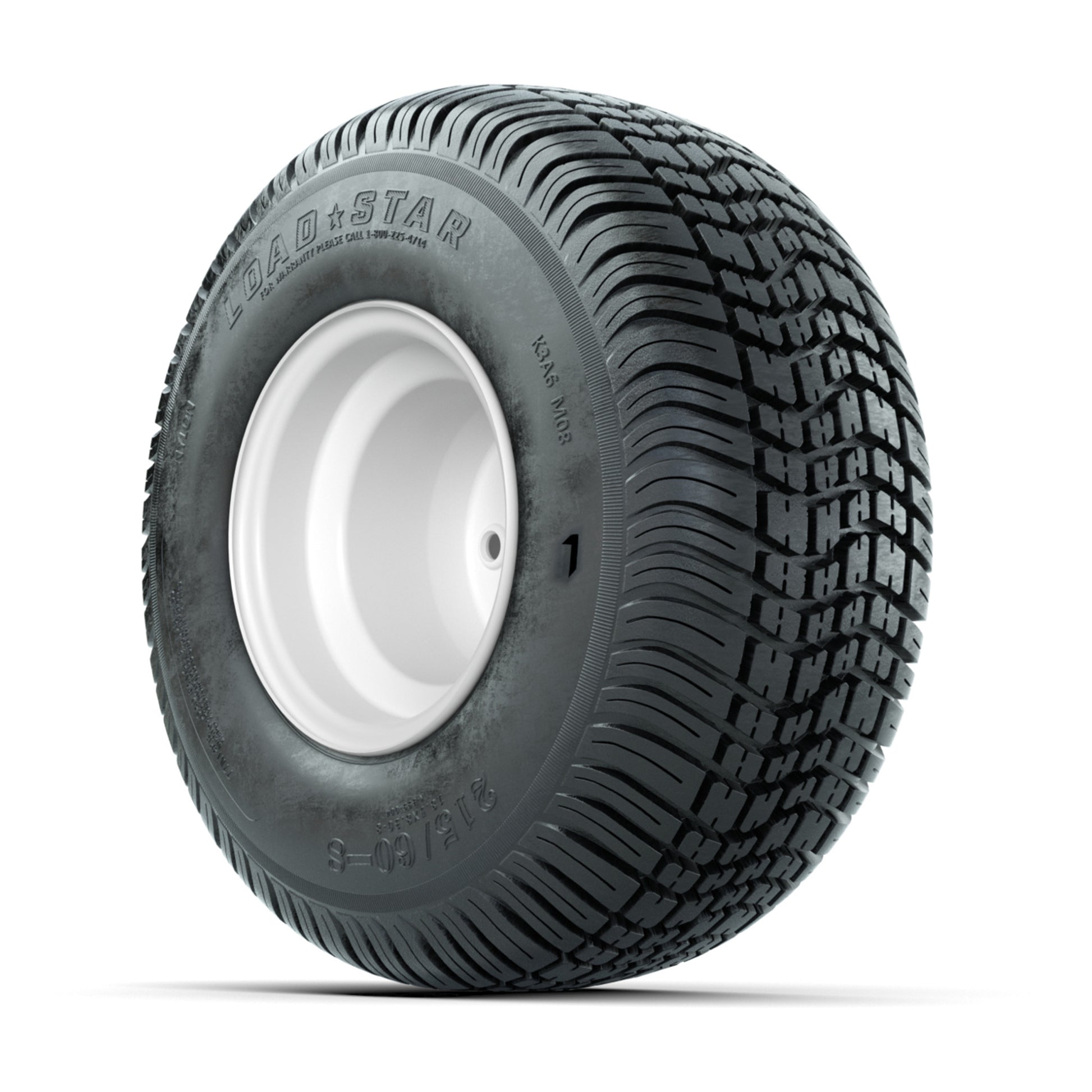 Set of (4) 8 in White Steel Wheels with 18 in Kenda Load Star Tires