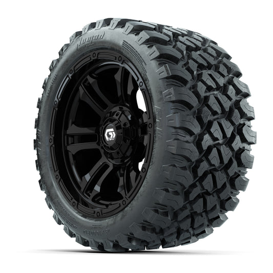 GTW® Shogun Gloss Black 14 in Wheels with 23X10-R14 Nomad St - 3/4 view