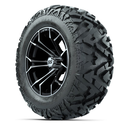 GTW Spyder Black/Machined 14 in Wheels with 25x10-14 Barrage - 3/4 view