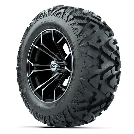GTW Spyder Black/Machined 14 in Wheels with 25x10-14 Barrage - 3/4 view