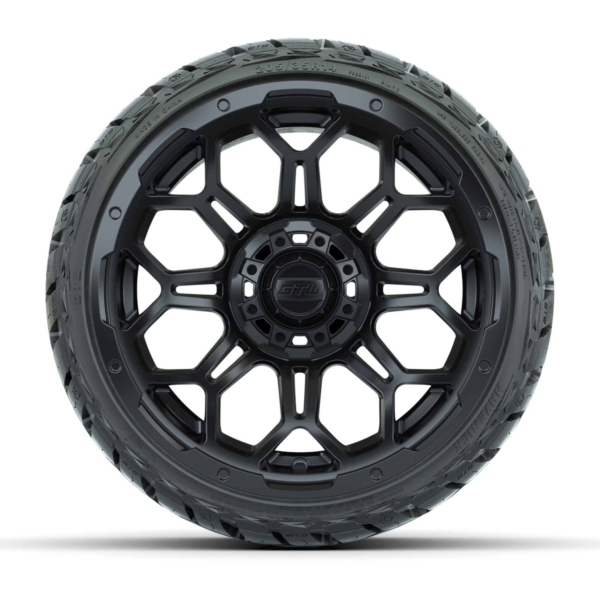 GTW Bravo Matte Black 14 in Wheels with 205/35-R14 Maverick  - front view