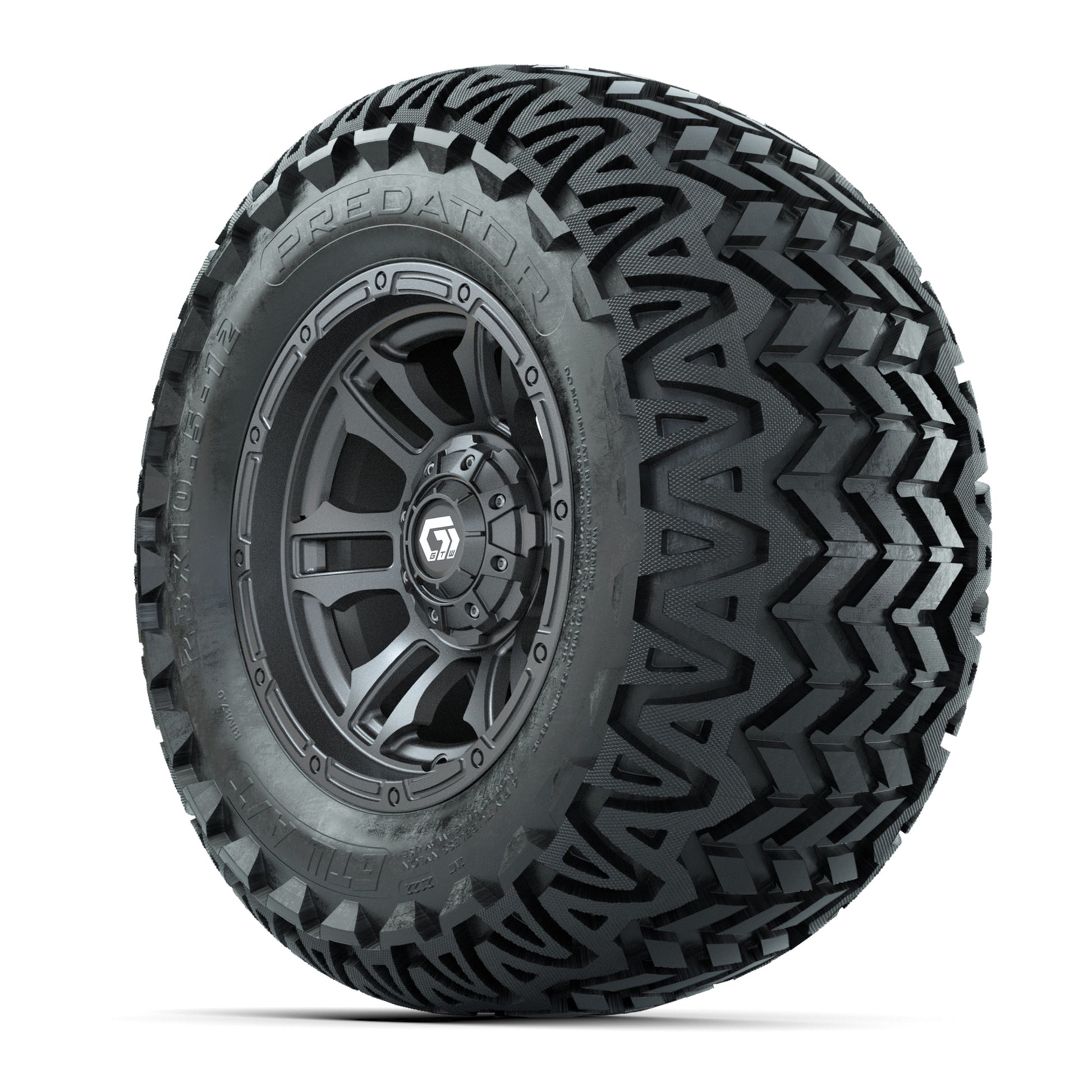 GTW® Shogun Gunmetal 12 in Wheels with 23X10.5-12 Predator All-Terrain Tires – Full Set