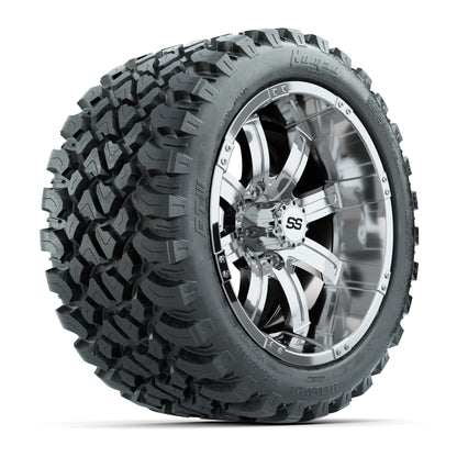 GTW® Tempest Chrome 14 in Wheels with 23X10-R14 Nomad Steel Belt Radial All-Terrain Tires – Full Set
