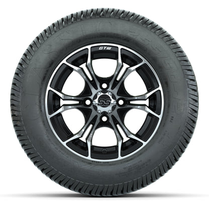 GTW® Spyder Black/Machined 12 in Wheels with 255/50-12 Excel Classic Street Tires – Full Set