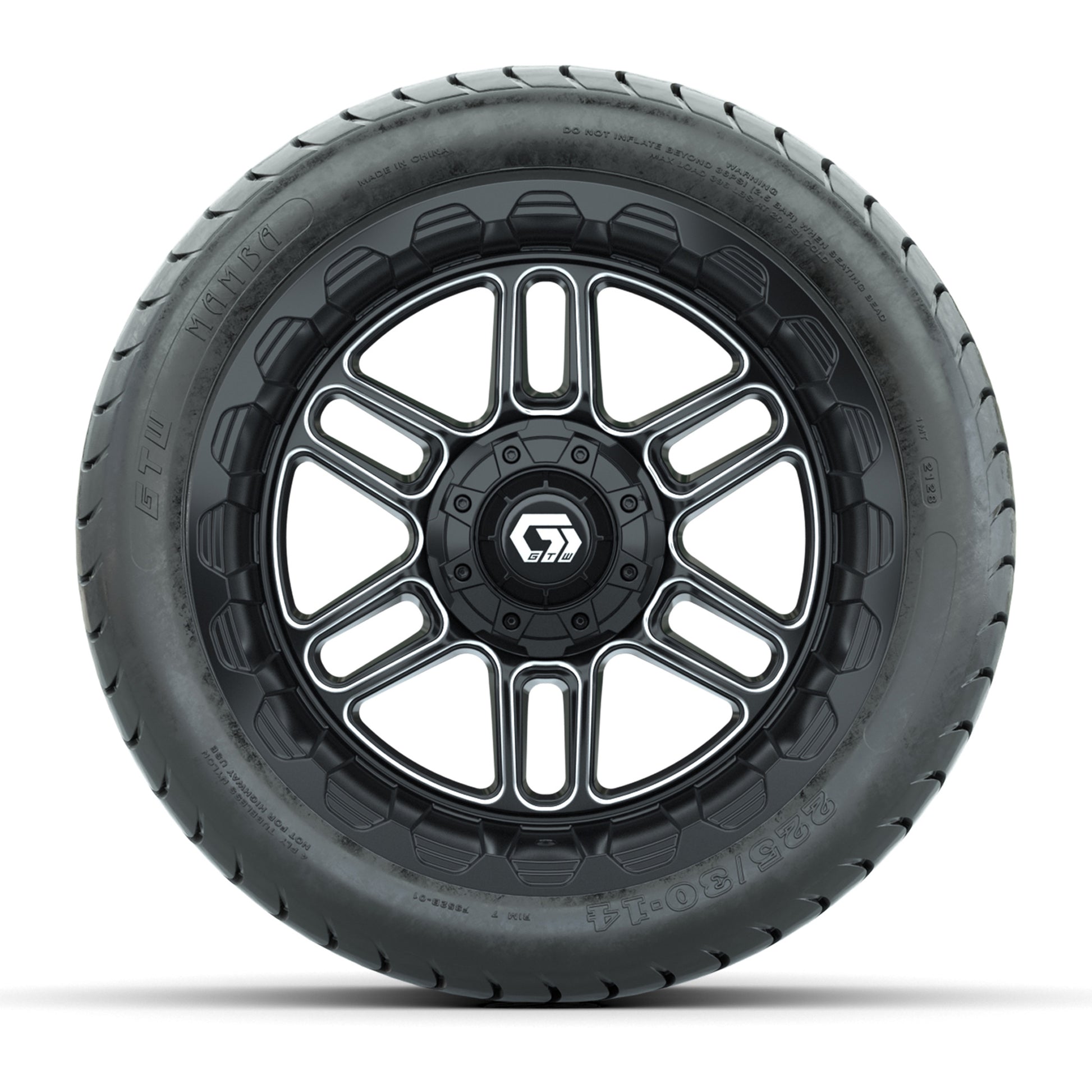 Set of (4) 14 in GTW® Titan Machined &amp; Black Wheels with - front view