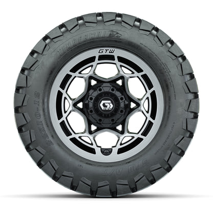 GTW® Nexus Gloss Black 12 in Wheels with 22x10-12 Timberwolf All-Terrain Tires – Full Set