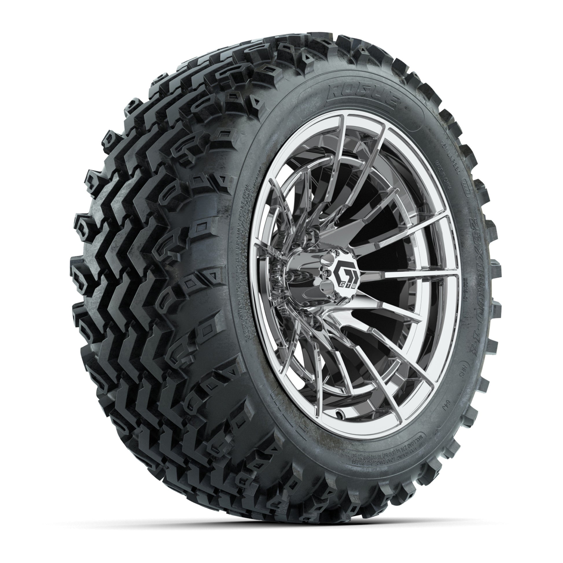 GTW® Boost Chrome 14 in Wheels with 23X10-14 Rogue All-Terrain Tires – Full Set