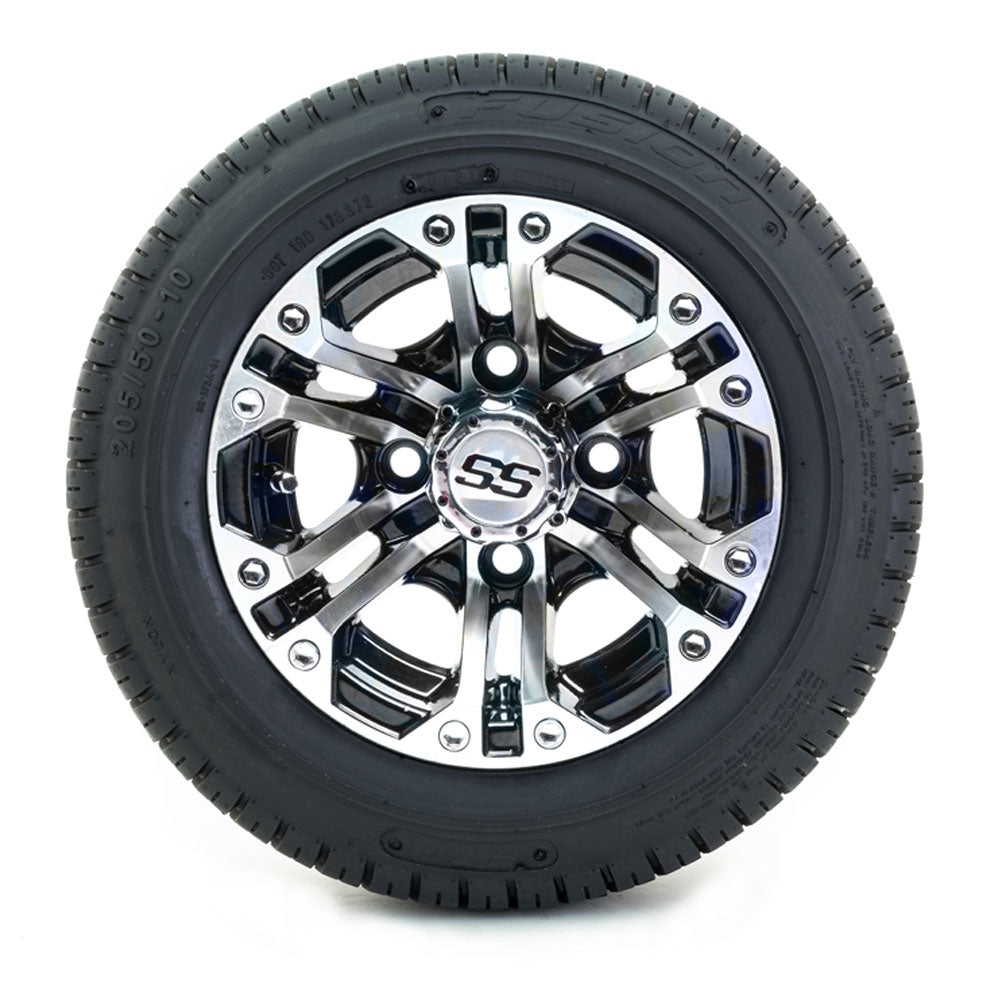 10" GTW Specter Black and Machined Wheels with Fusion Street Tires – Set of 4