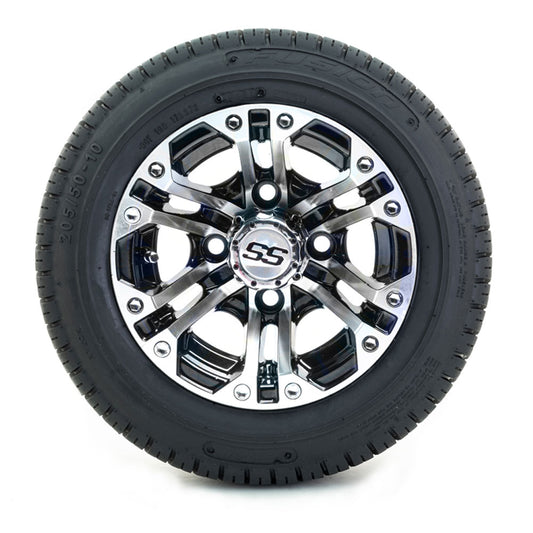 10" GTW Specter Black and Machined Wheels with Fusion Street Tires – Set of 4