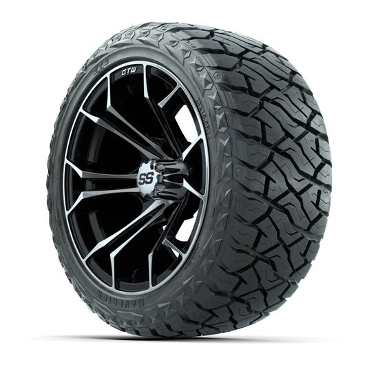 GTW Spyder Black/Machined 14 in Wheels with 23x10.00-R14 Mav - 3/4 view
