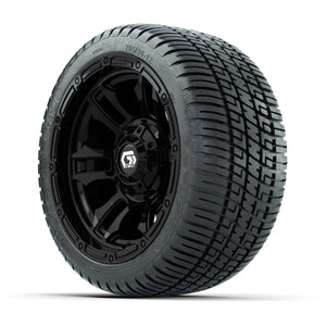 GTW® Shogun Gloss Black 12 in Wheels with 205/30-12 Fusion Street Tires – Full Set