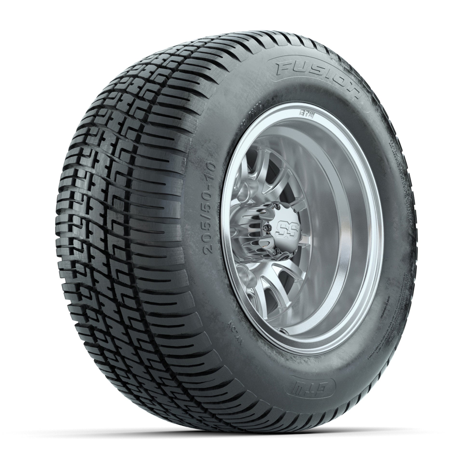 Set of 4 GTW Medusa Silver and Machined Wheels with Fusion Street Tires - 10 Inch