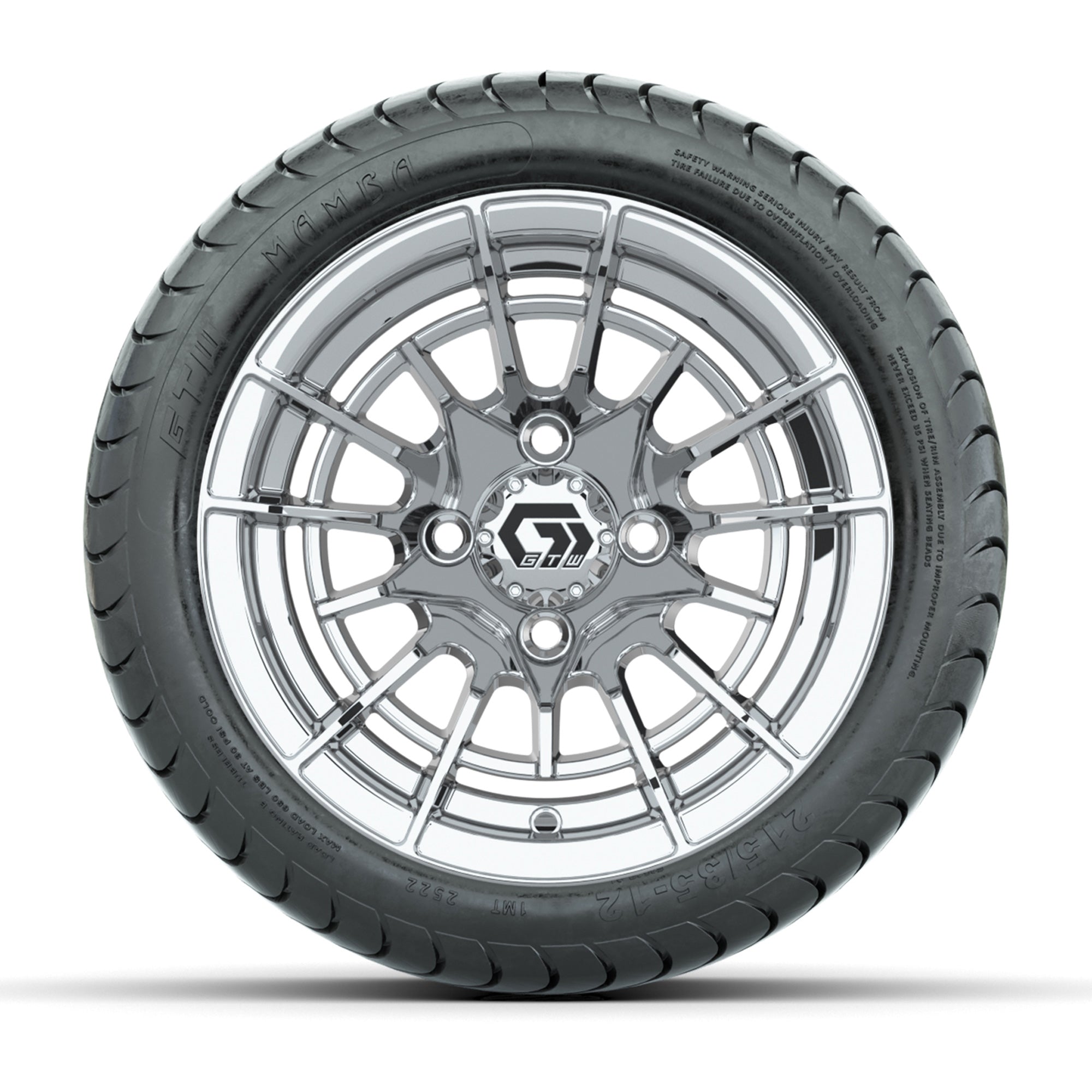 GTW® Boost Chrome 12 in Wheels with 215/35-12 Mamba Street Tires – Full Set