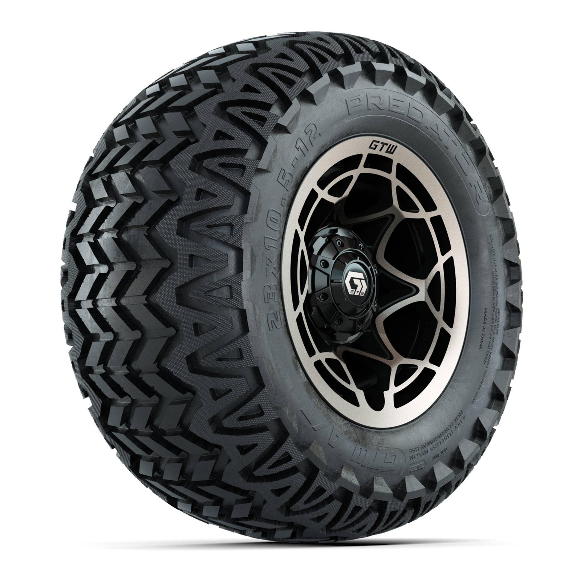 GTW® Nexus Black/Bronze 12 in Wheels with 23X10.5-12 Predator All-Terrain Tires – Full Set