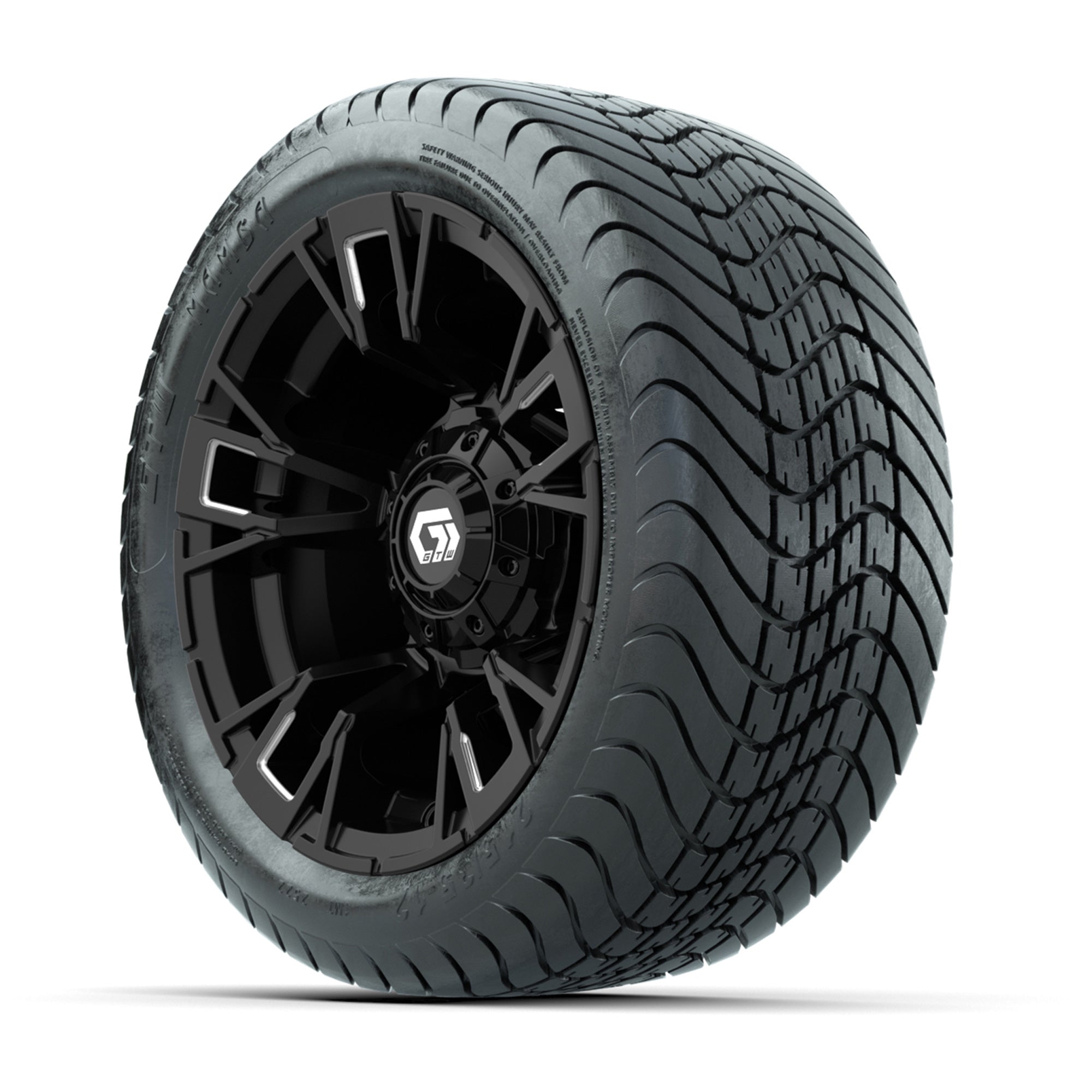 GTW® Vandal Matte Black/Machined 12 in Wheels with 215/35-12 Mamba Street Tires – Full Set