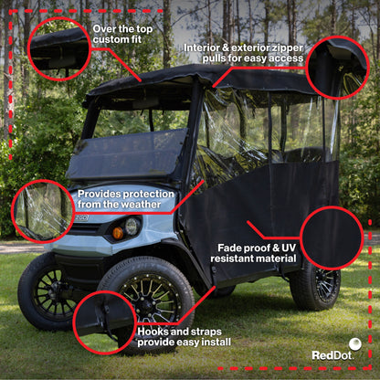 RedDot EZGO Liberty 4-Passenger White 3-Sided Over-The-Top Enclosure