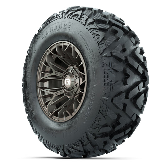 GTW® Stellar Matte Bronze 12 in Wheels with 25X10-12 Barrage Mud Tires – Full Set