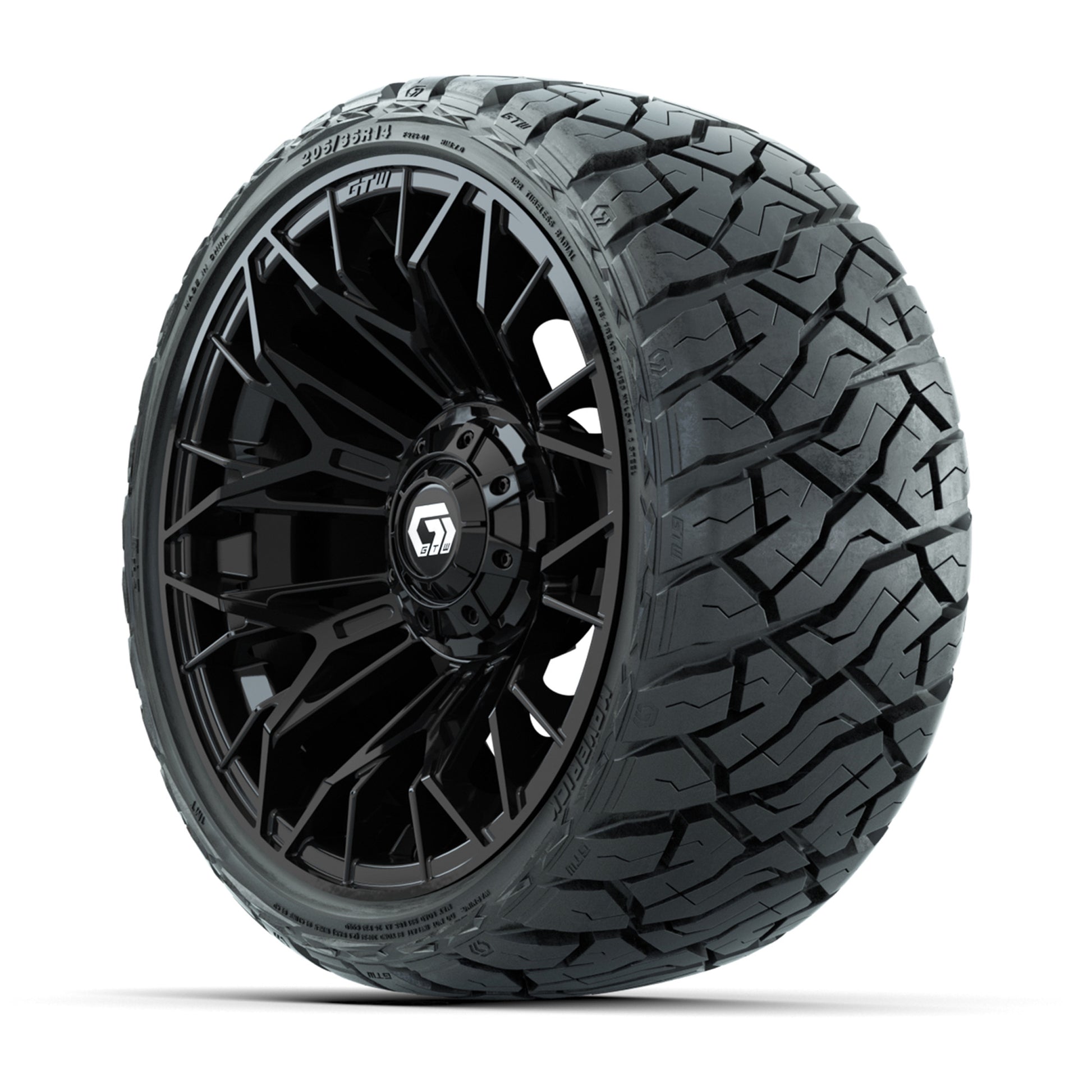 GTW Stellar Black 14 in Wheels with 205/35-R14 Maverick Low- - 3/4 view