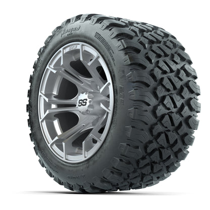 GTW® Spyder Silver Brush 12 in Wheels with 20X10-12 Nomad Steel Belt Radial All-Terrain Tires – Full Set