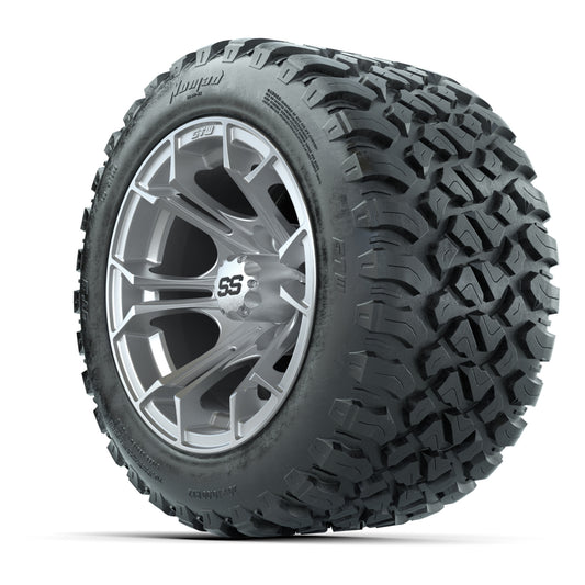 GTW® Spyder Silver Brush 12 in Wheels with 20X10-12 Nomad Steel Belt Radial All-Terrain Tires – Full Set