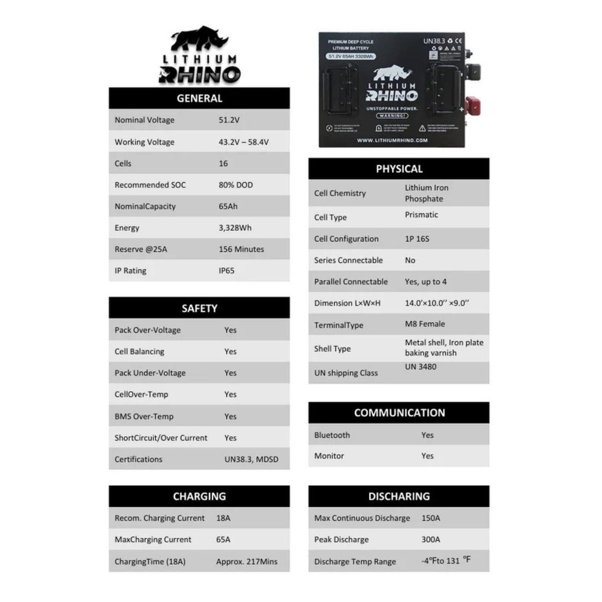 48V 65ah Lithium Rhino Conversion Kit