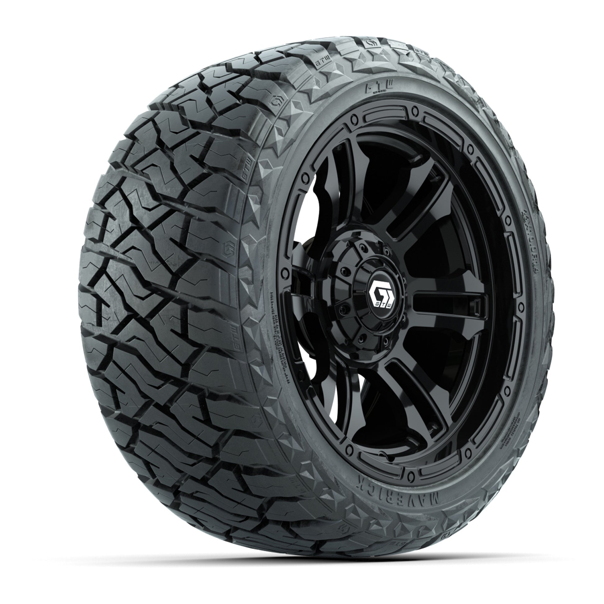 GTW Shogun Gloss Black 14 in Wheels with 23x10.00-R14 Maverick All-Terrain Tires – Full Set