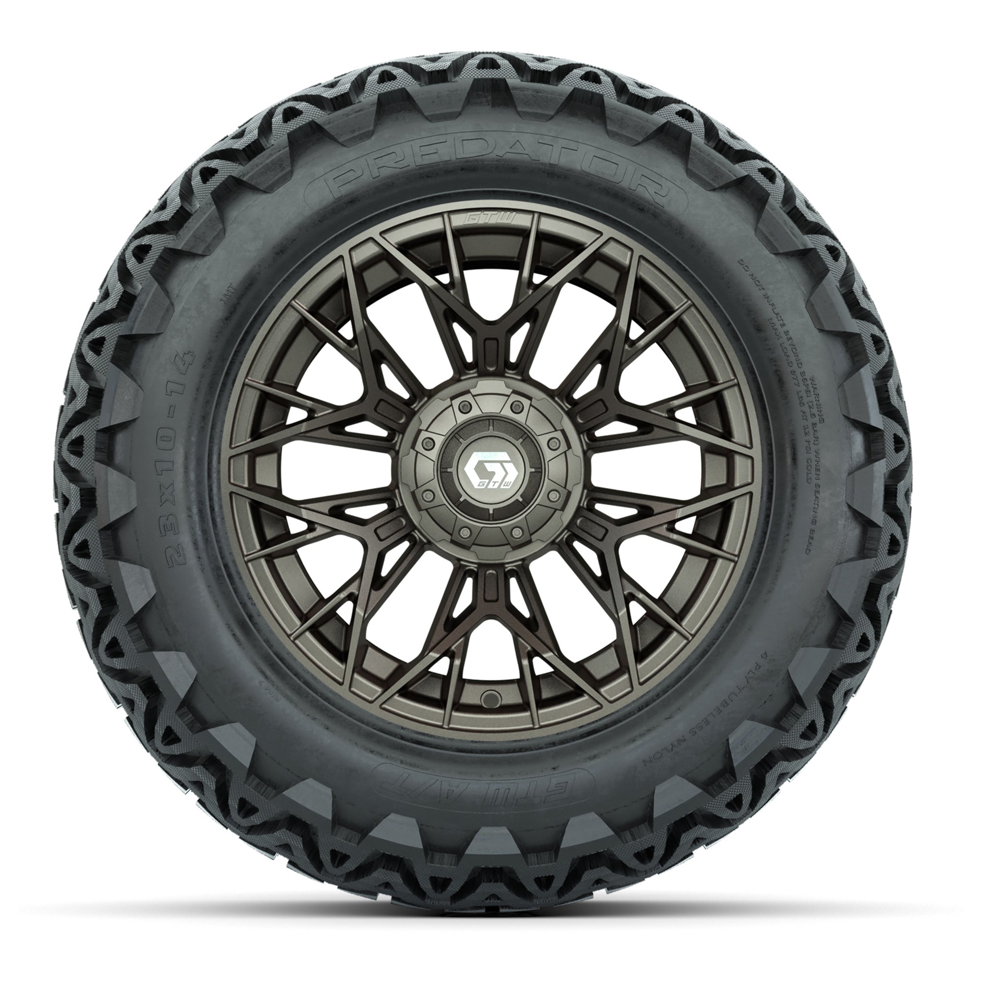 Set of (4) 14 in GTW® Stellar Matte Bronze Wheels with 23x10 - 3/4 view