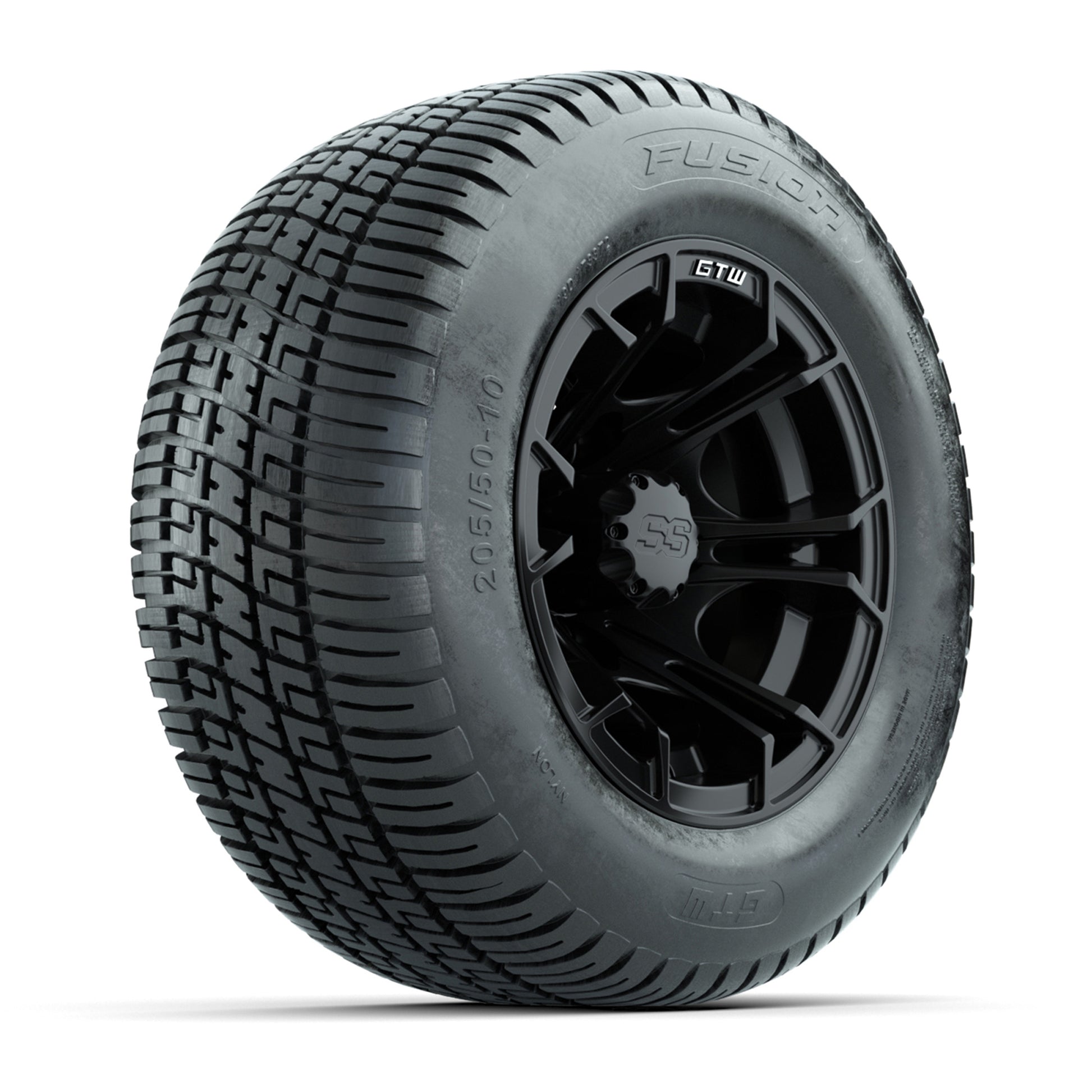 GTW Spyder Matte Black 10 in Wheels with 205/50-10 Fusion Street Tires – Full Set