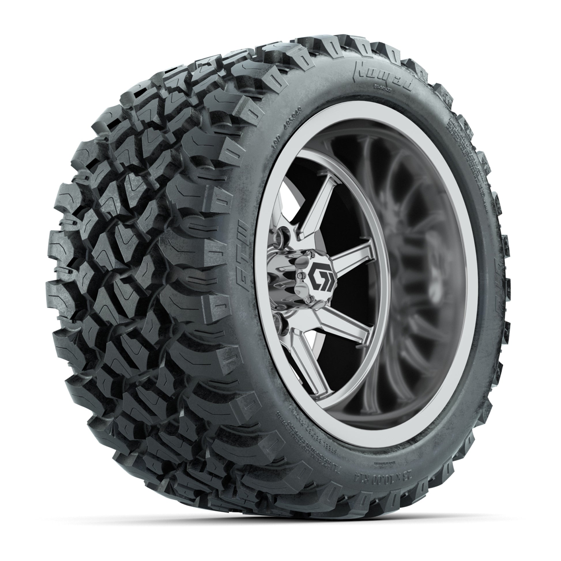 GTW Reaper Chrome 14 in Wheels with 23X10-R14 Nomad Steel Belt Radial All-Terrain Tires – Full Set