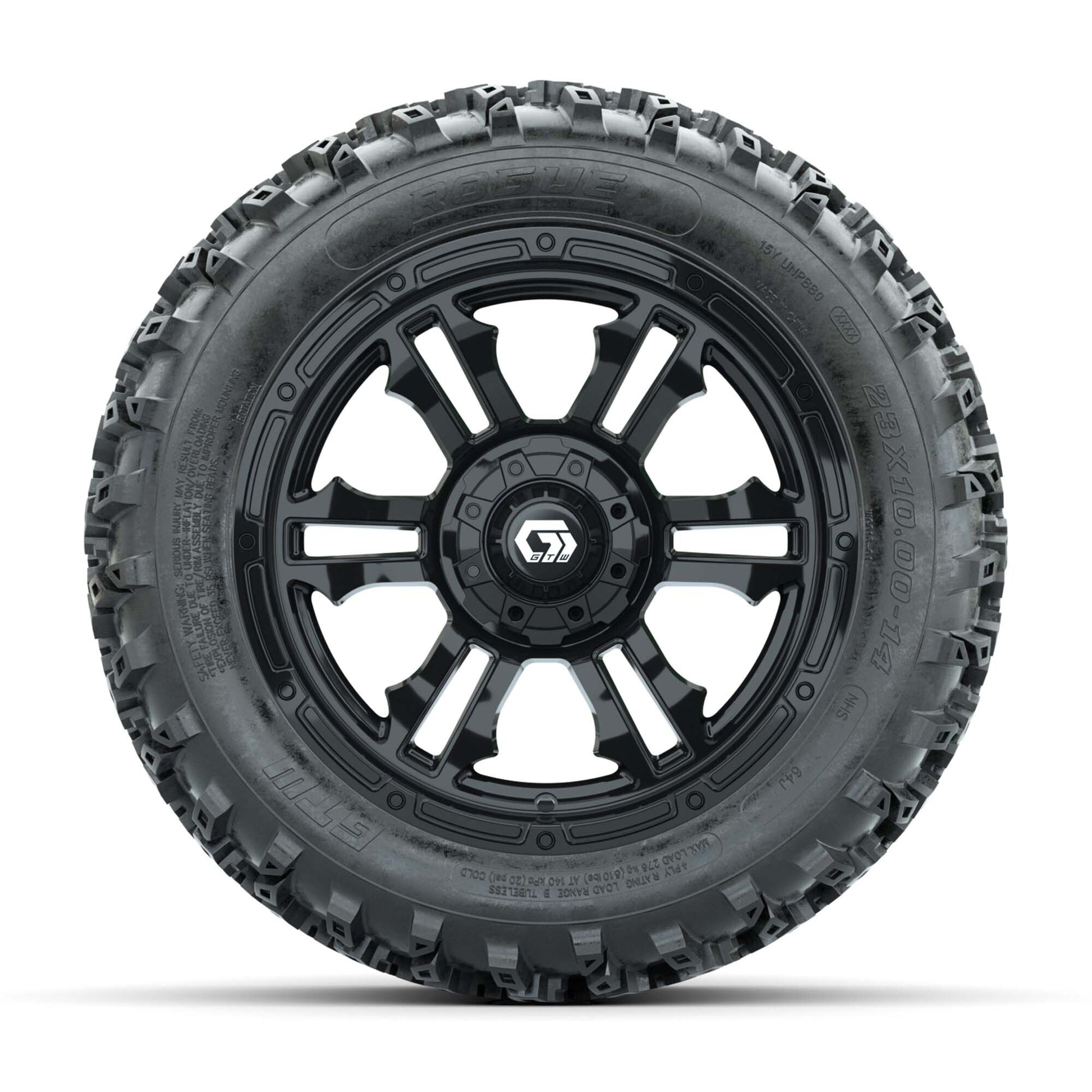 GTW® Shogun Gloss Black 14 in Wheels with 23X10.00-14 Rogue  - front view