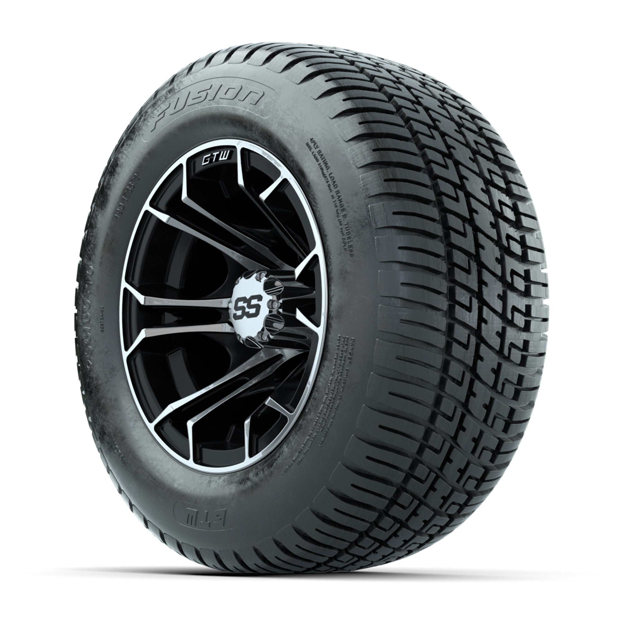 GTW Spyder Machined/Black 10 in Wheels with 205/50-10 Fusion Street Tires – Full Set