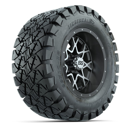 GTW® Vortex 2 Matte Gray/Machined 12 in Wheels with 22X10-12 Timberwolf All-Terrain Tires – Full Set