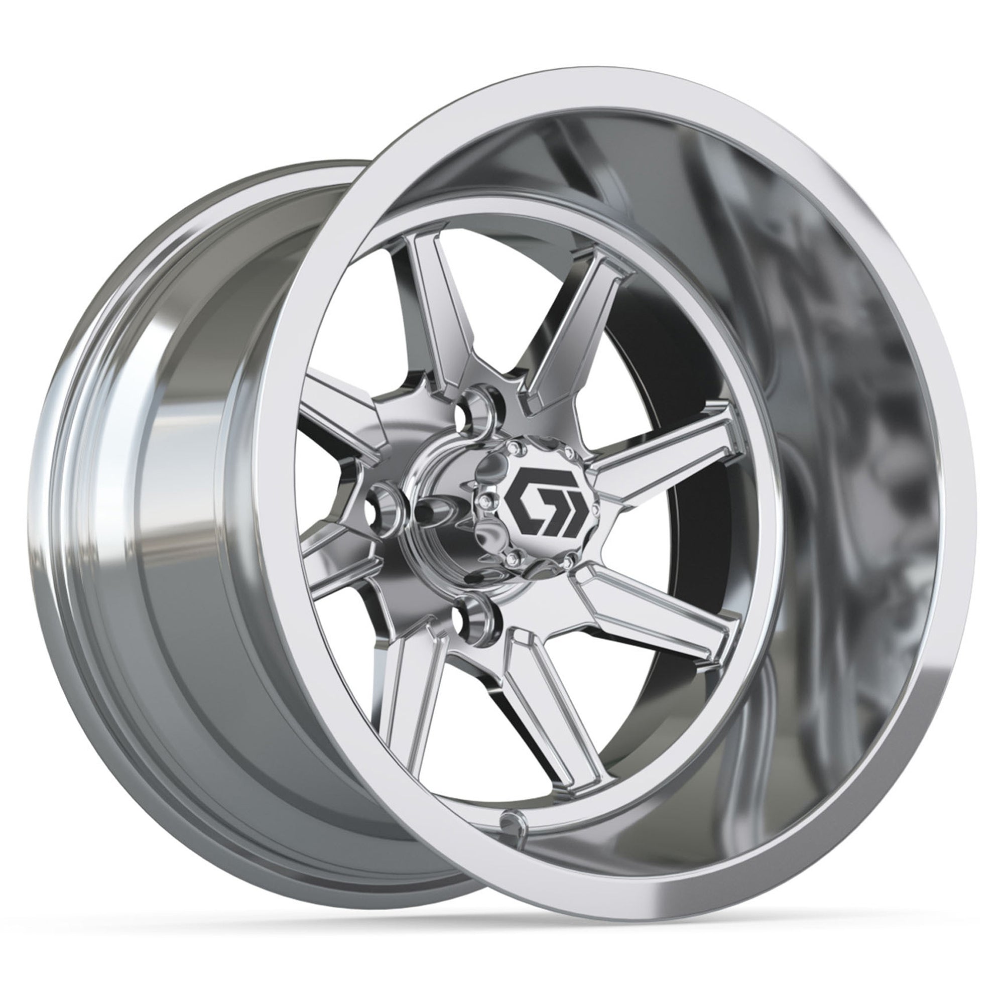 Reaper Ultra-Wide 14 inch GTW golf cart wheel - Chrome