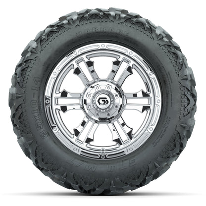 GTW Shogun Chrome 14 in Wheels with 25x10-14 Barrage Mud Tir - front view