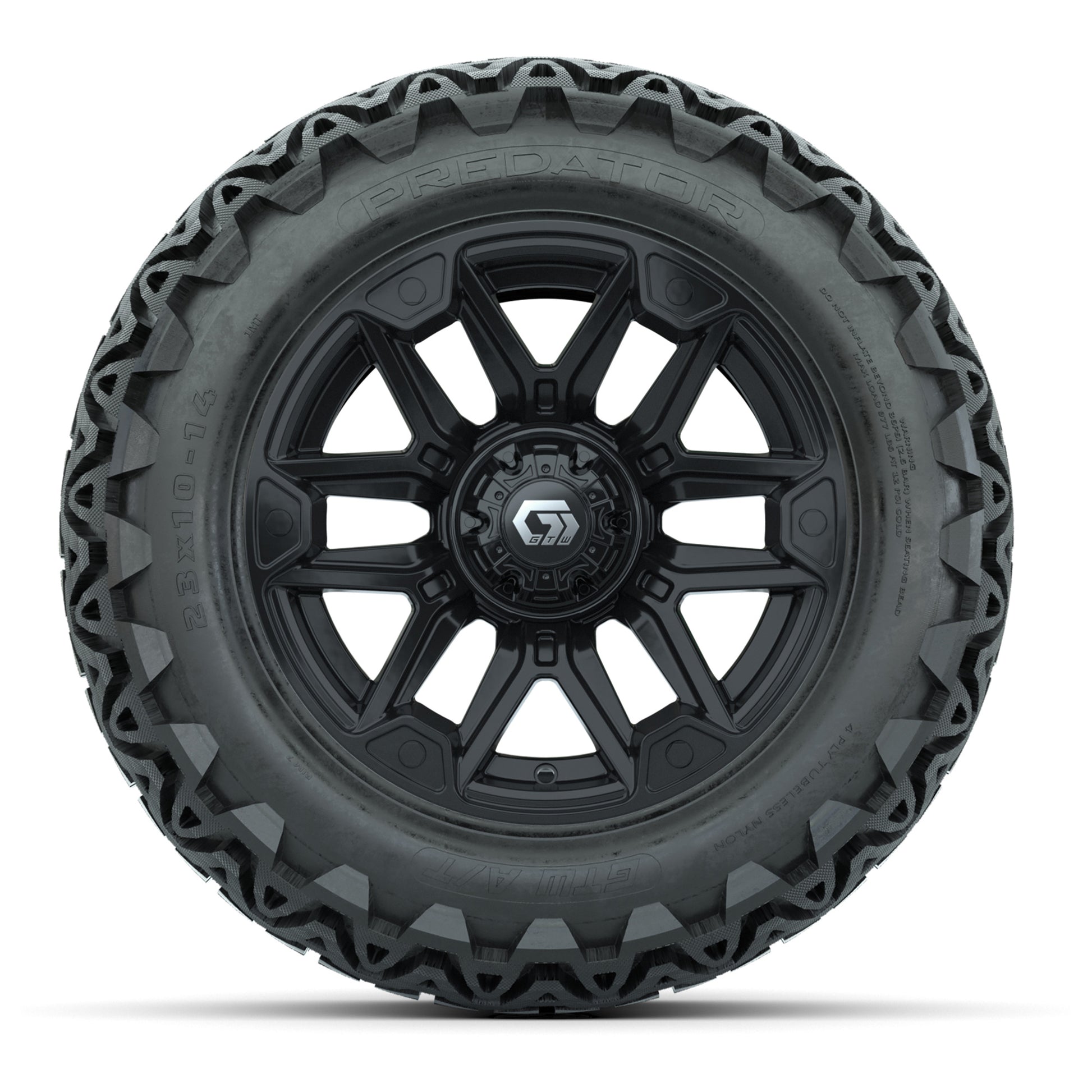 GTW® Graffiti Gloss Black 14 in Wheels with 23x10-14 Predato - front view