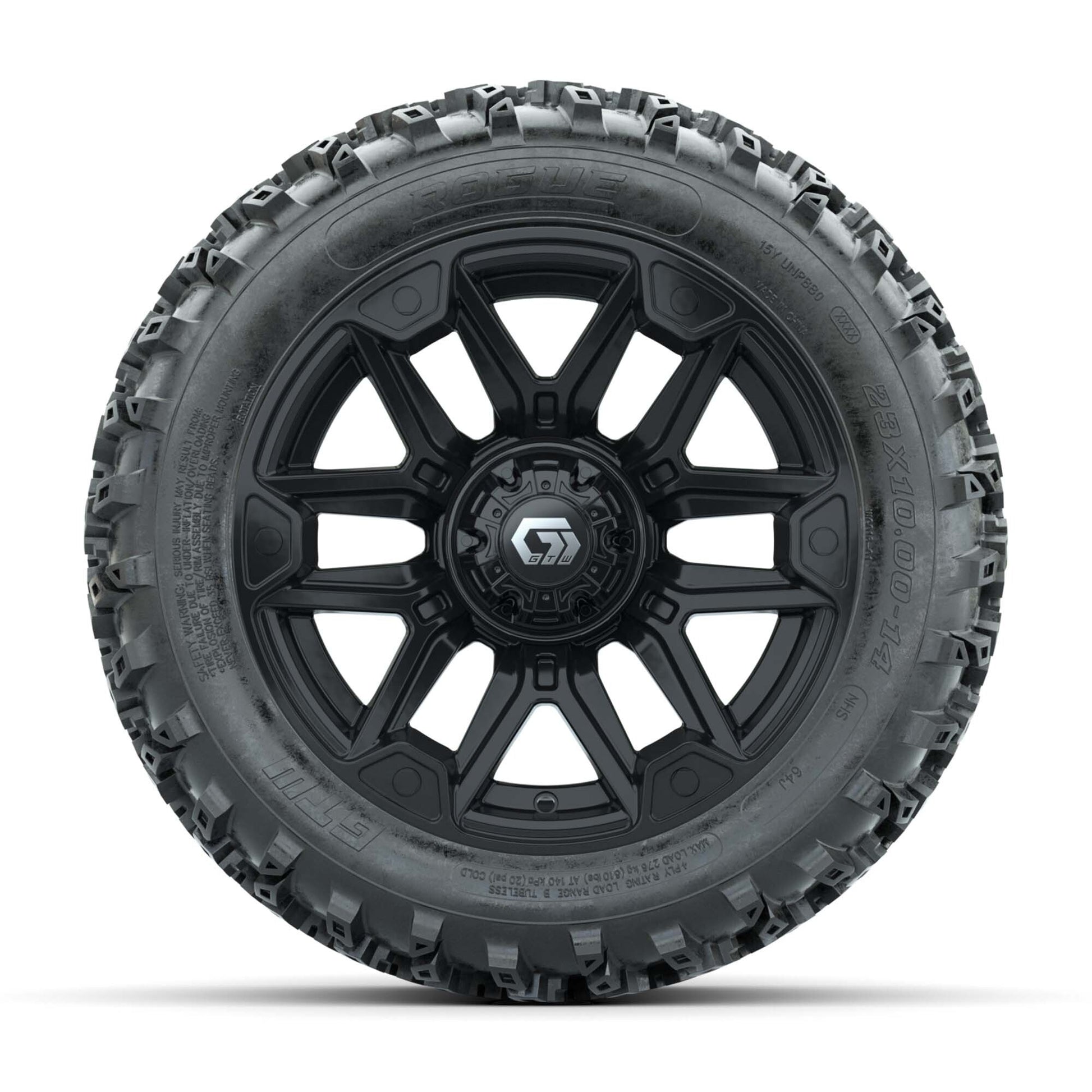 GTW® Graffiti Gloss Black 14 in Wheels with 23X10.00-14 Rogu - front view