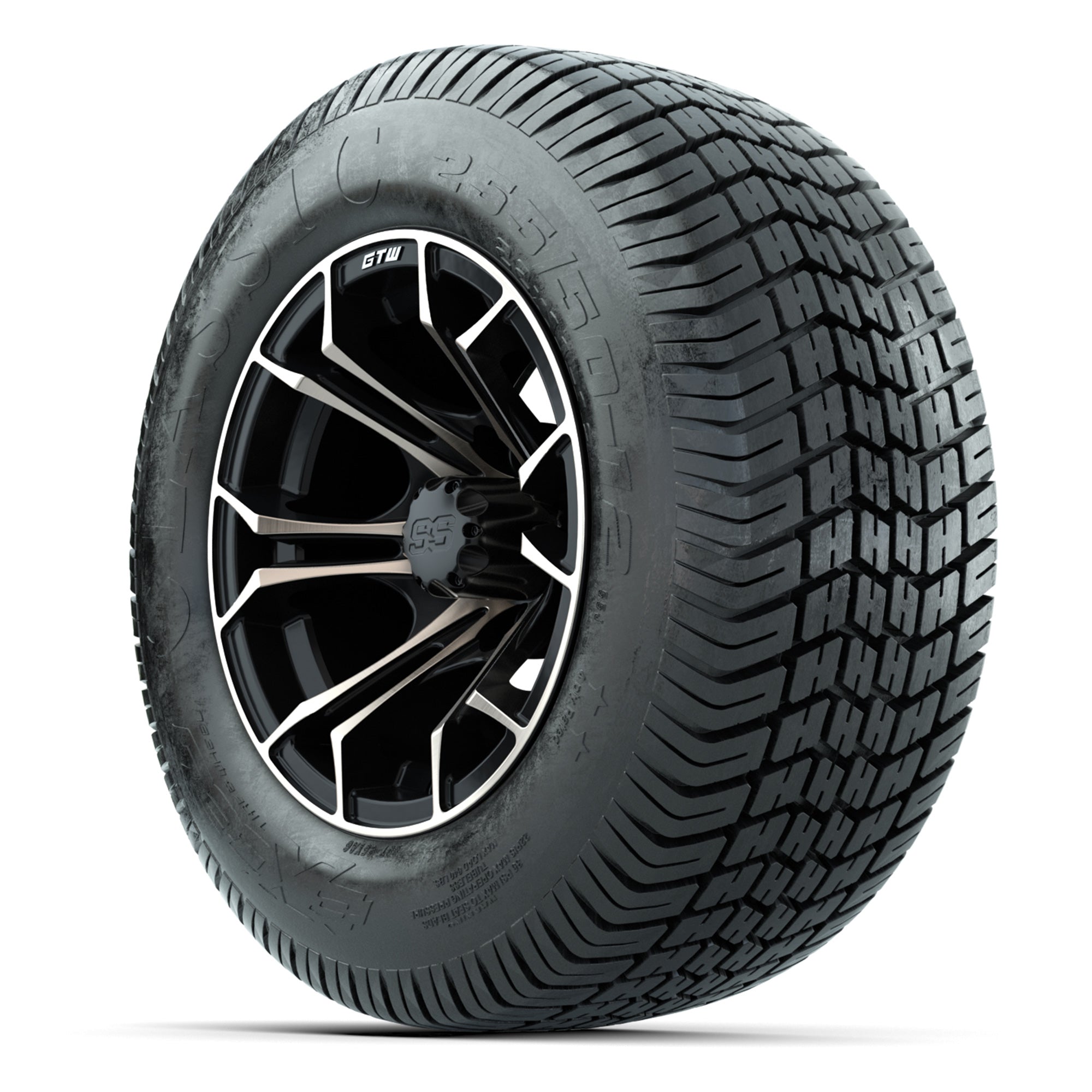 GTW® Spyder Matte Black/Bronze 12 in Wheels with 255/50-12 Excel Classic Street Tires – Full Set